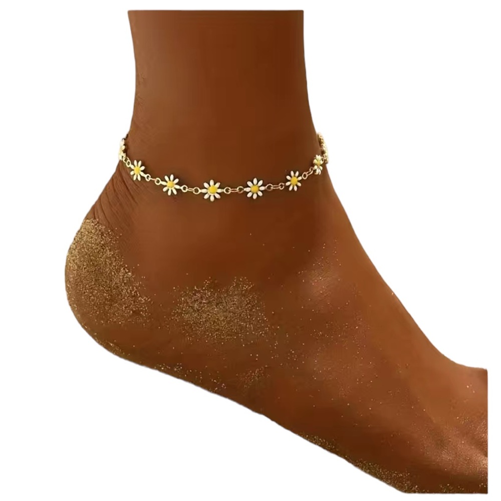 Daisy Flower Golden Anklet